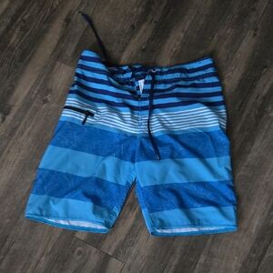 Volcom 4 way stretch size 29 Blue Striped Board Shorts Small